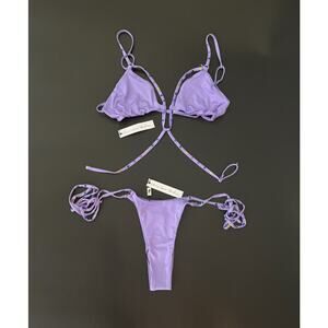 Monica Hansen Beachwear NWT Set Top/Bottom Purple Crystal Strappy Bikini‎ Small